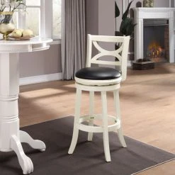 Boraam Industries, Inc. Boraam Florence Rubberwood Stool With Distressed White Finish 43729 -CHAMPRO shop b001d9a3020a858b 7612 w800 h800 b0 p0