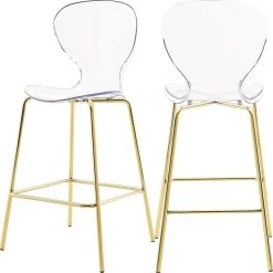 Meridian Furniture Clarion Counter Stool, Set Of 2, Gold