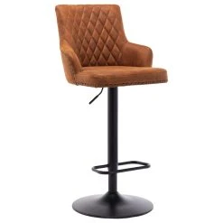 Duhome Elegant Lifestyle 1 X Diamond Stitched Height Adjustable Leathaire Bar Stool, Yellowish-Brown