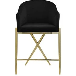 Meridian Furniture Xavier Velvet Upholstered Counter Height Stool, Black, Gold Finish -CHAMPRO shop b161359602741313 4615 w800 h800 b1 p0