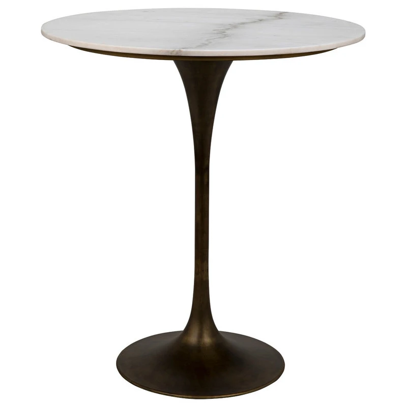 Noir Laredo Aged Brass And White Marble Top Bar Table GBAR001AB-36 1 Noir Laredo Aged Brass And White Marble Top Bar Table GBAR001AB-36