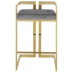 Meridian Furniture Ezra Counter Stool, Set Of 2, Gray Velvet, Gold Base -CHAMPRO shop b32191e002741732 5594 w800 h800 b1 p0