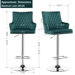 Duhome Inc 1 X Diamond Stitched Height Adjustable Velvet Bar Stool, Atrovirens -CHAMPRO shop b3e14e9402bc059b 7152 w800 h800 b1 p0