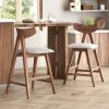 GDFStudio Sunapee Fabric Upholstered Wood Counter Stools, Set Of 2, Light Beige/Walnut