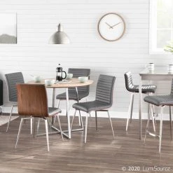 Lumisource Mason Swivel Counter Stool, Set Of 2, Stainless Steel Frame/Walnut Wood/Gray Pu -CHAMPRO shop b471c3a5019823a8 2678 w800 h800 b0 p0