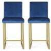GDFStudio GDF Studio Lexi Modern Glam Velvet Barstools, Set Of 2, Navy Blue