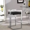 Meridian Furniture Ezra Counter Stool, Set Of 2, Black Velvet, Chrome Base