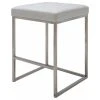 Nuevo Chi Counter Stool In Brushed Stainless Steel, White