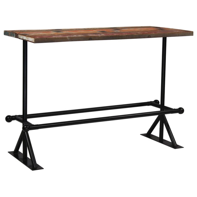 Vida XL International B.V. VidaXL Bar Table Solid Reclaimed Wood Multicolor Kitchen Dining Room Table 9 Vida XL International B.V. VidaXL Bar Table Solid Reclaimed Wood Multicolor Kitchen Dining Room Table - Image 9
