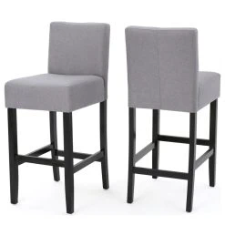 GDFStudio GDF Studio Ester Modern Fabric Barstool, Set Of 2, Light Gray