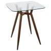 Lumisource Clara Counter Table, Walnut Metal And Clear Glass