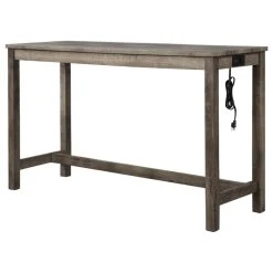 Best Master Furniture Yosef 60" Rectangular Bar Table With 2 USB Ports/Electrical Outlet, Oak