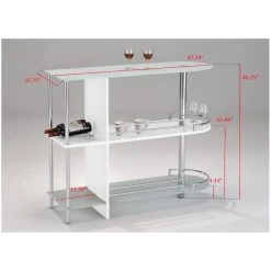 Pilaster Designs Roland Modern Pub Bistro Bar Table With Tempered Glass Shelves, White -CHAMPRO shop b9f18f2d0ea367cd 7294 w800 h800 b0 p0