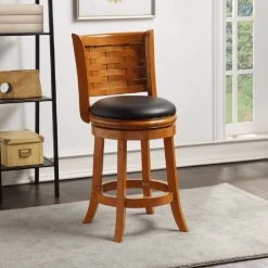 Boraam Industries, Inc. Boraam Sumatra Rubberwood Swivel Stool With Oak Finish 41024 -CHAMPRO shop c0b13557020a875d 4028 w800 h800 b0 p0