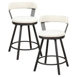 Domain Industries Inc. Lexicon Appert Metal Swivel Counter Height Chair In White (Set Of 2)
