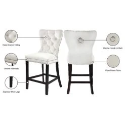 Meridian Furniture Nikki Velvet Stools, Set Of 2, Cream -CHAMPRO shop c321ded202741131 4026 w800 h800 b1 p0