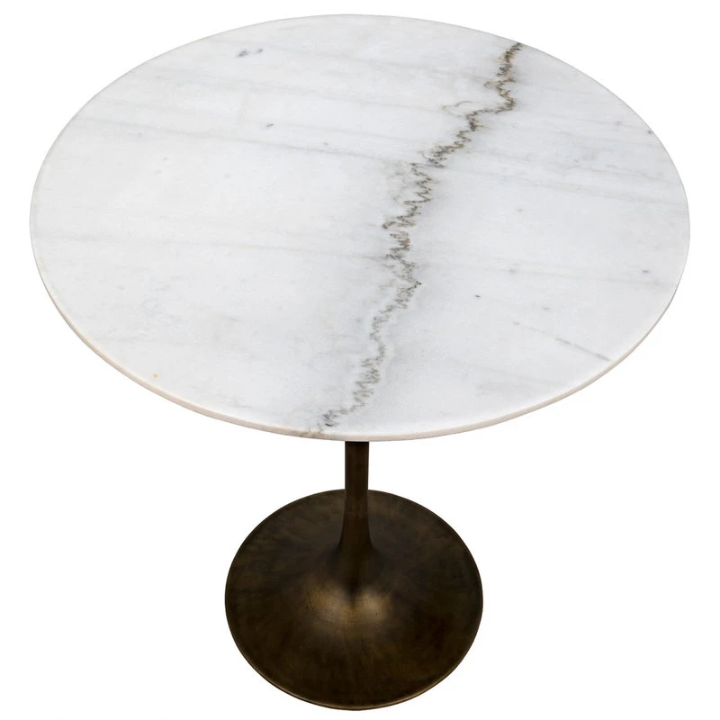 Noir Laredo Aged Brass And White Marble Top Bar Table GBAR001AB-36 3 Noir Laredo Aged Brass And White Marble Top Bar Table GBAR001AB-36 - Image 3