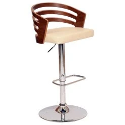 Armen Living Adele Cream Faux Leather And Walnut Wood Bar Stool LCADSWBACRWA