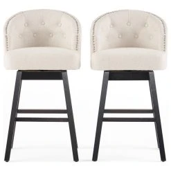 GDFStudio Westman Fabric Upholstered Swivel Seat Bar Stools, Set Of 2