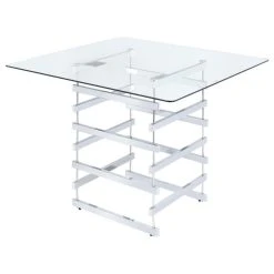 Acme Furniture Acme Nadie Counter Height Table, Clear Glass And Chrome