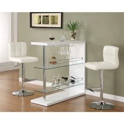 Coaster Home Furnishings Coaster 2 Shelf Pub Table With Wine Storage In Glossy White -CHAMPRO shop c741db9b0d60bf53 4232 w800 h800 b0 p0