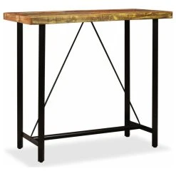 Vida XL International B.V. VidaXL Bar Table Polished 47.2" Steel Solid Reclaimed Wood Bistro Pub Dining -CHAMPRO shop c7716d1c0ec74a67 0034 w800 h800 b1 p0