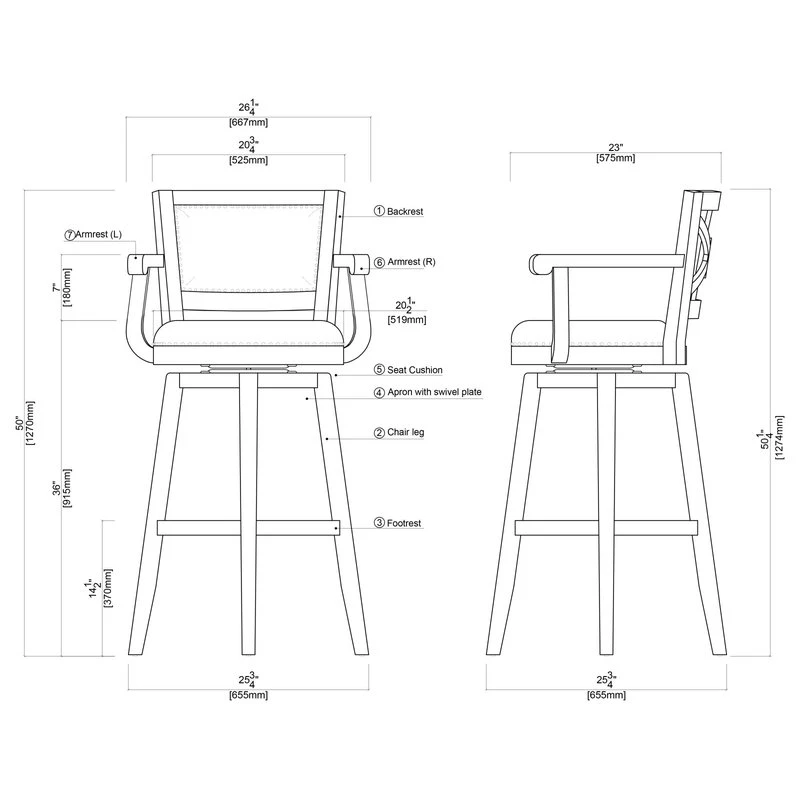 Boraam Industries, Inc. Broadmoor Swivel Stool, Cappuccino, 36" 6 Boraam Industries, Inc. Broadmoor Swivel Stool, Cappuccino, 36" - Image 6