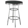 Coaster Home Furnishings 30" Round Bar Table With Chrome Metal Base, Black