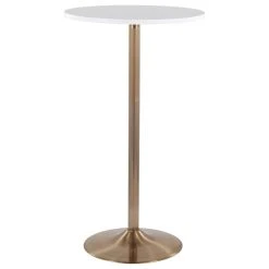 Lumisource Pebble Table, Gold Metal, White MDF