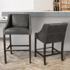 Castaic Stool By Kosas Home, Charcoal Gray, Counter Height -CHAMPRO shop cb31a6720c649fe1 6232 w800 h800 b0 p0