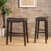 GDFStudio GDF Studio Cavalia Saddle Shaped Studded Rim Stool, Set Of 2, Brown