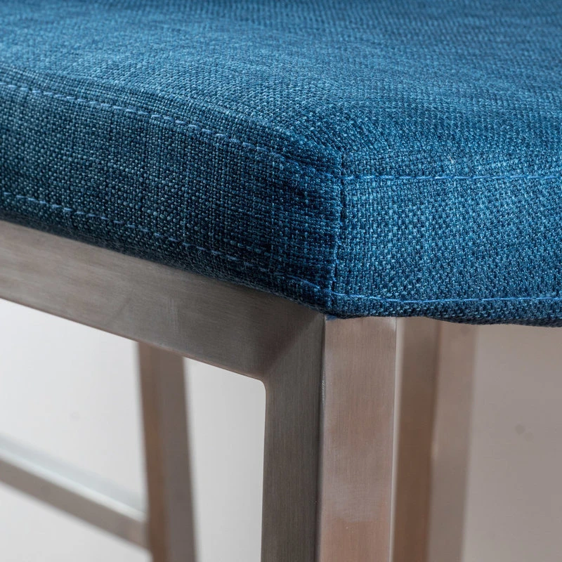 GDFStudio GDF Studio Santino Blue Fabric Bar Stools, Set Of 2 4 GDFStudio GDF Studio Santino Blue Fabric Bar Stools, Set Of 2 - Image 4