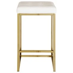 Meridian Furniture Nicola Counter Stool, Set Of 2, White Faux Leather, Gold Base -CHAMPRO shop cc211c900274177e 5802 w800 h800 b1 p0