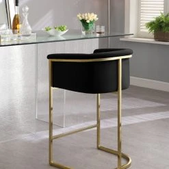 Meridian Furniture Donatella Velvet Stool, Black -CHAMPRO shop cd01a8850dd70871 0338 w800 h800 b0 p0