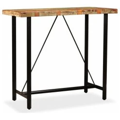 Vida XL International B.V. VidaXL Bar Table Polished 47.2" Steel Solid Reclaimed Wood Bistro Pub Dining -CHAMPRO shop cd8160920ec74a65 0034 w800 h800 b1 p0