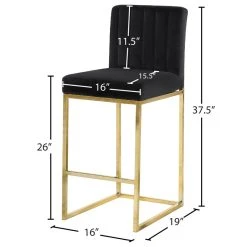 Meridian Furniture Giselle Velvet Counter Stool, Black, Gold Base -CHAMPRO shop cd8185bc0274149c 4913 w800 h800 b1 p0