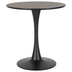 CorLiving Distribution LLC CorLiving Ivo Black Marbled Engineered Wood Top & Black Metal Base Bistro Table
