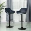Glitzhome Vintage Navy Blue Leatherette Gaslift Adjustable Swivel Bar Stool, Set Of 2