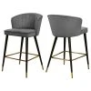 Meridian Furniture Cassie Velvet Stool, Set Of 2, Gray