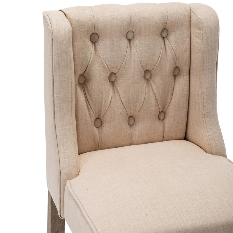 BELLEZE 40" Tufted Wingback Fabric Upholstered Barstool Dining Chair Set Of 2,N 3 BELLEZE 40" Tufted Wingback Fabric Upholstered Barstool Dining Chair Set Of 2,N - Image 3