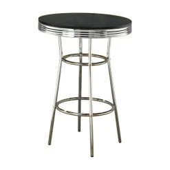 Bowery Hill 30" Round Pub Table In Black And Chrome