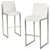 GDFStudio GDF Studio Velica White Leather Bar Stools, Set Of 2