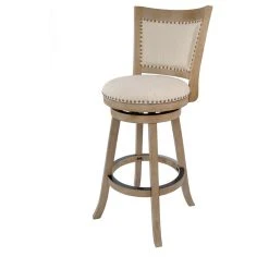 Boraam Industries, Inc. Melrose Swivel Stool, Driftwood Wire-Brush & Ivory, Bar Height