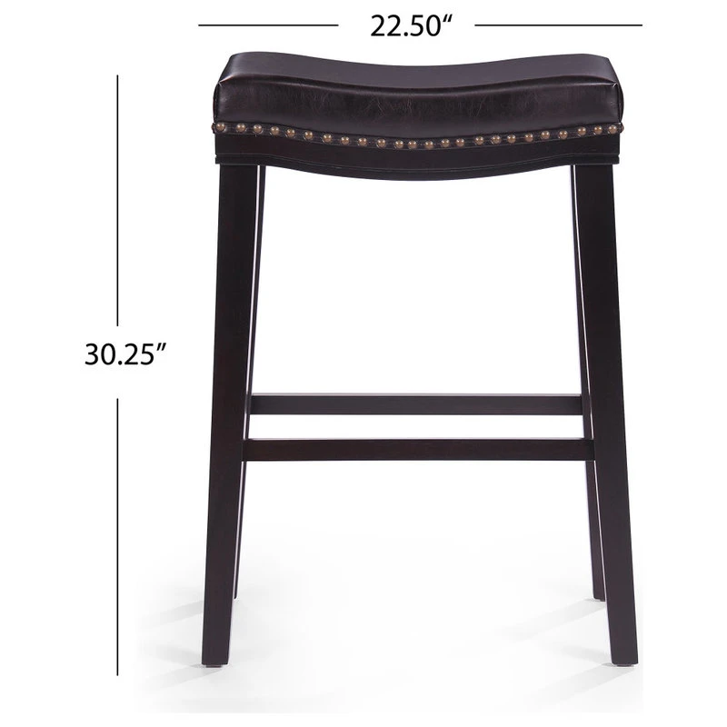 GDFStudio GDF Studio Cavalia Saddle Shaped Studded Rim Stool, Set Of 2, Brown 3 GDFStudio GDF Studio Cavalia Saddle Shaped Studded Rim Stool, Set Of 2, Brown - Image 3