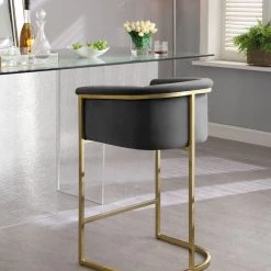 Meridian Furniture Donatella Velvet Stool, Gray -CHAMPRO shop d3417a40027416c6 5399 w800 h800 b0 p0