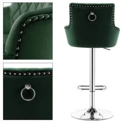 Duhome Inc 1 X Diamond Stitched Height Adjustable Velvet Bar Stool, Dark Green -CHAMPRO shop d3618f9a011b304c 7151 w800 h800 b1 p0