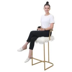 Abbyson Living Brittney Faux Fur Bar Stool, Gold -CHAMPRO shop d4c14ba30f9b165f 4189 w800 h800 b1 p0