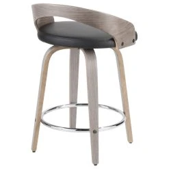 Lumisource Grotto Counter Stools With Swivels, Set Of 2, Light Gray Wood, Black, Pu, Chrome -CHAMPRO shop d5b1013b0c4f35e2 1130 w800 h800 b1 p0