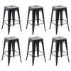 Belleze 26" Metal Stackable Vintage-Style Counter Stools , Set Of 6, Black