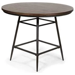 Benjara 45" Modern Solid Wood And Metal Counter Height Table In Brown